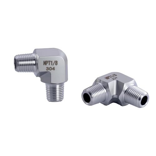 2 Pack NPT1/8 90 Degree Elbow, NPT1/8 Male – NPT1/8 Male, For NPT1/8(M)