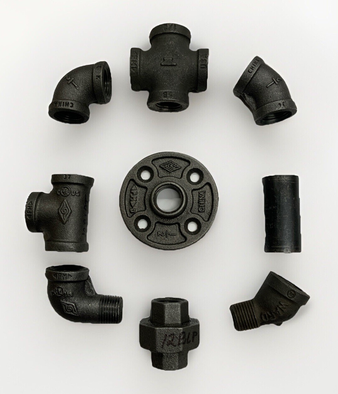 1/2″ Assorted Malleable Black Iron Pipe Fittings