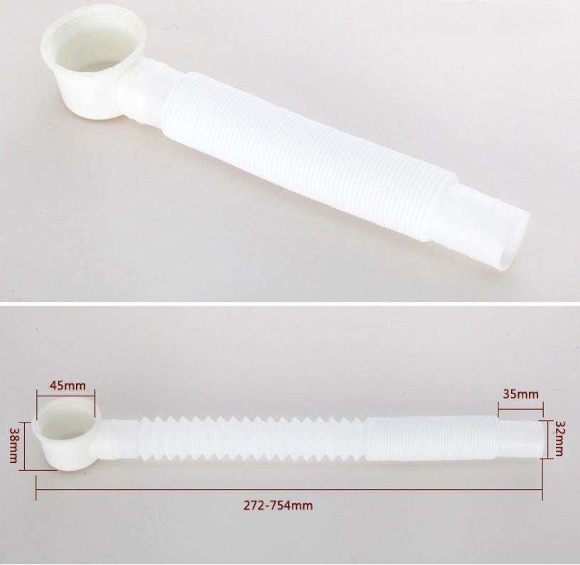 Bathtub Drain Tube Plastic Waste Pipe Home Bathroom Kit Replacement Retractable