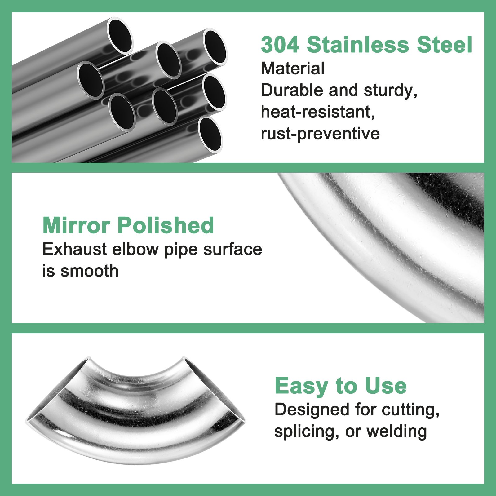 4-Pack OD 1.5 Inch 90 Degree Mandrel Bend Elbow, Thicken 1.5 mm Height 65 mm