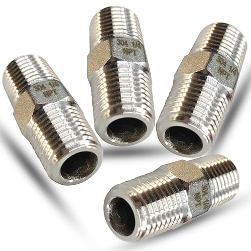 1/4″ NPT Male Hex Nipple Pipe Fittings, 304 Stainless Steel 1/4 1/4″ male, 4pcs