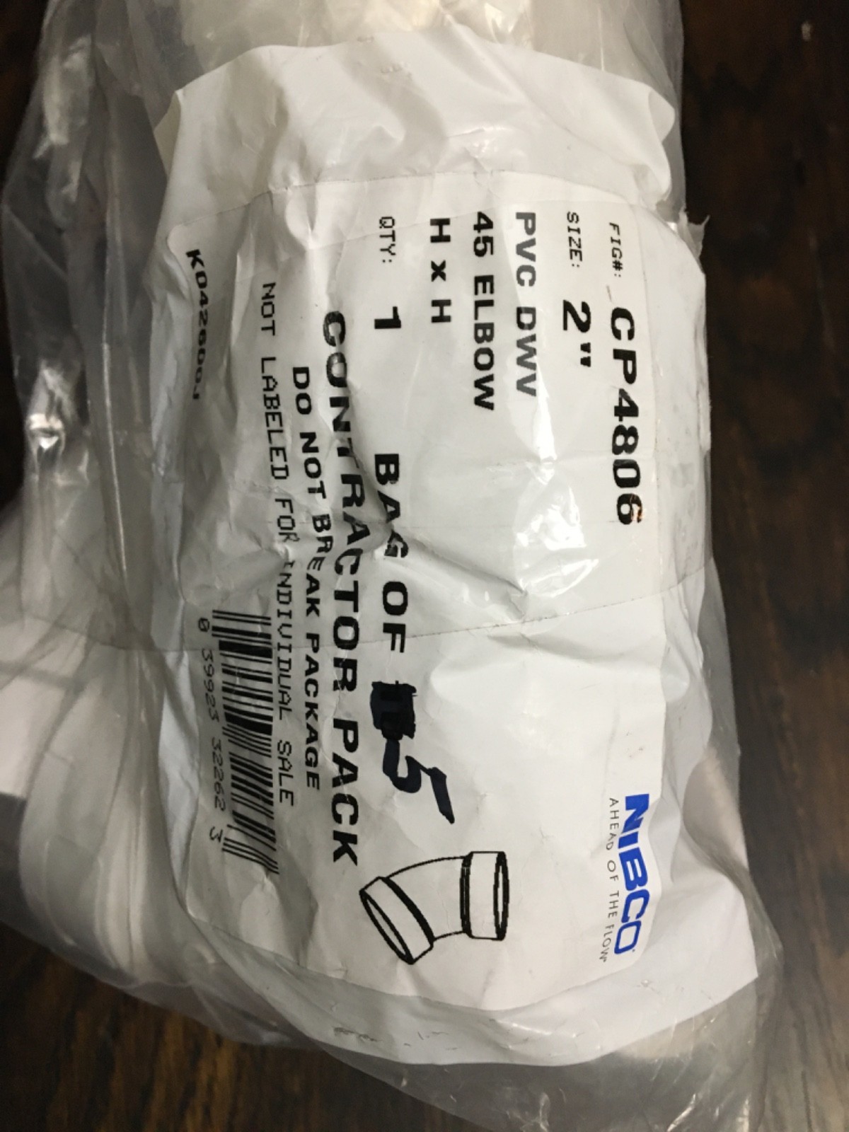5 NIBCO 2 in. PVC DWV 45-Degree Hub x Hub Elbow Pipe Fitting – White C4806HD2