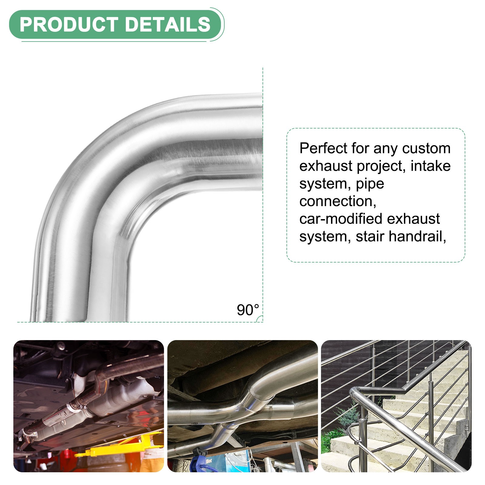 OD 1.8 Inch 90 Degree Mandrel Bend Elbow, Thicken 1.5 mm Height 105 mm