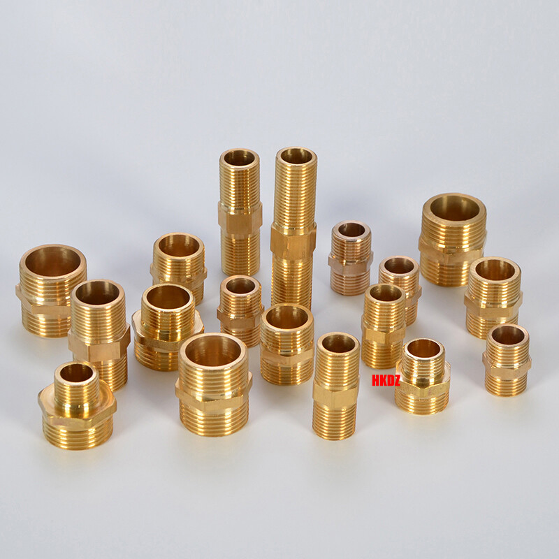 1/2″ 3/4″ 1″ BSP Brass Male Thread Nipple Hex Bushing Pipe Hose Fitting Adaptor