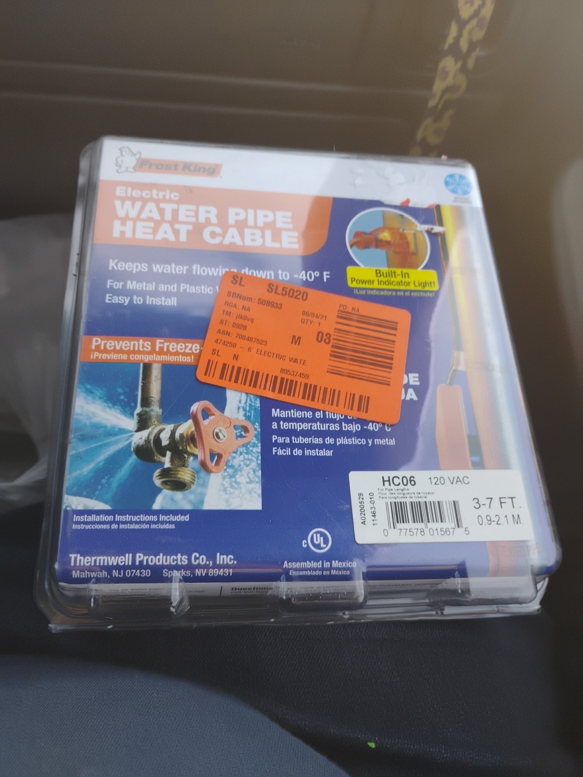 Frost King Water Pipe Heat Cable, Keep Your Hose Outlet From Freezing This Year.