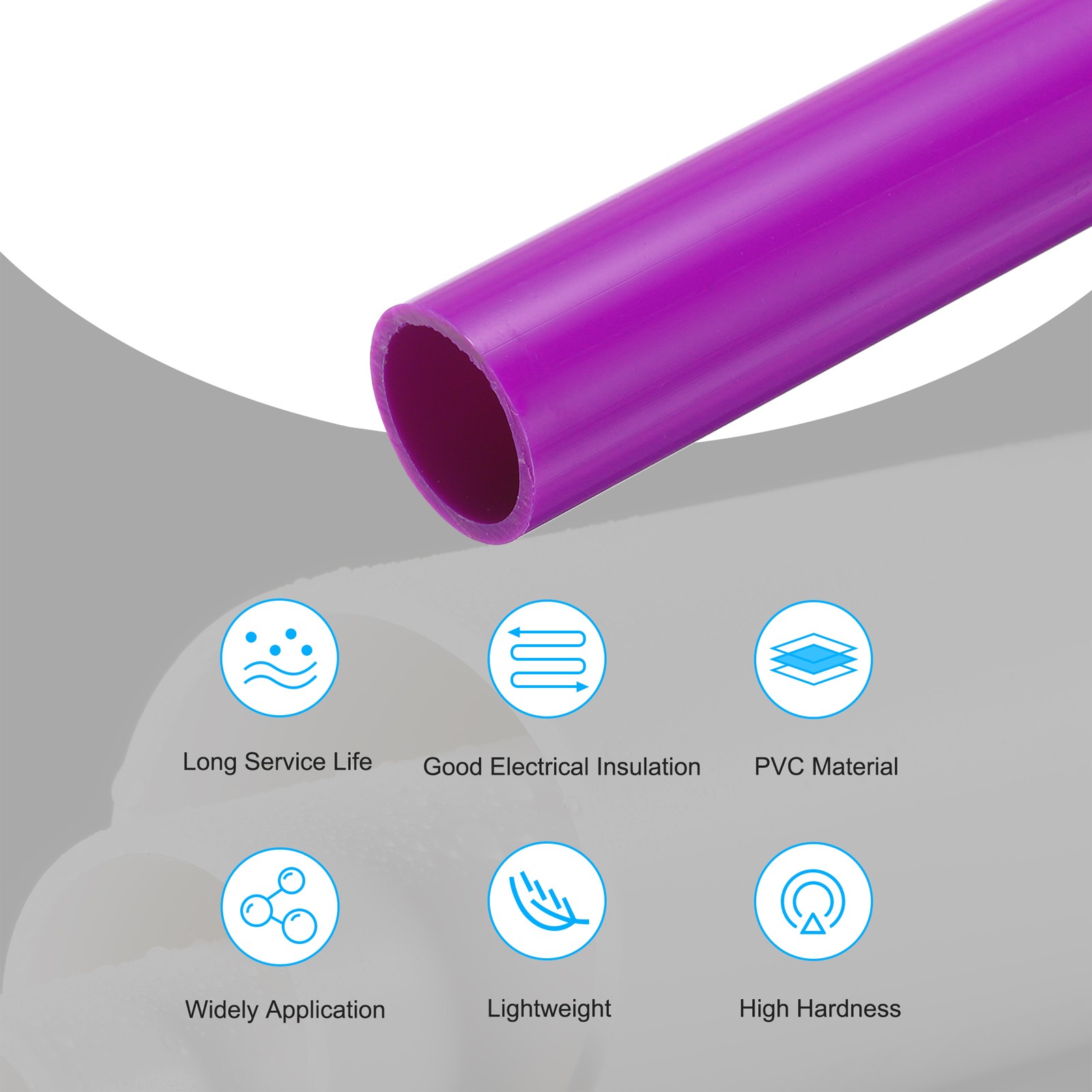 PVC Rigid Round Pipe 21mm ID 25mm OD 500mm Purple High Impact