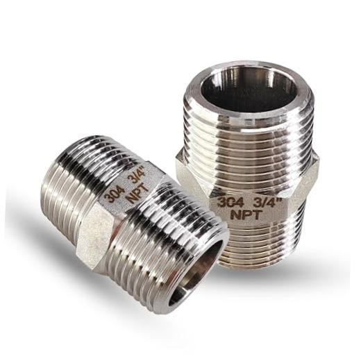 3/4″ Male to Male NPT Hex Nipple Pipe Fittings, 304 Stainless Steel 3/4″,2pcs