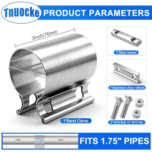 1.75″ Butt Joint Band Exhaust Seal Clamp Sleeve,45mm Stainless Steel 1.75 inch