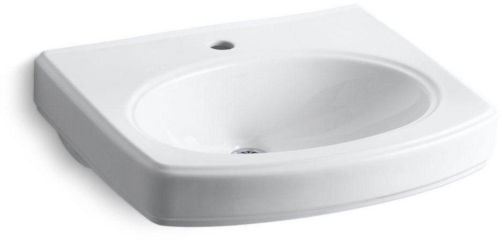 KOHLER 2028-1-0 Pinoir 22×18 Rectangular Wall Mount Bathroom Sink White