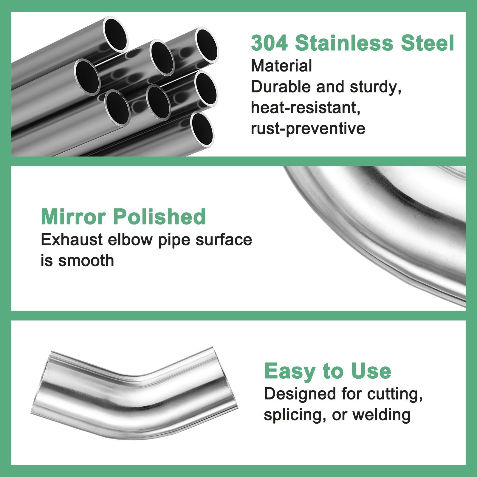 OD 2 Inch 45 Degree Mandrel Bend Elbow, Thicken 1.5 mm Height 155 mm