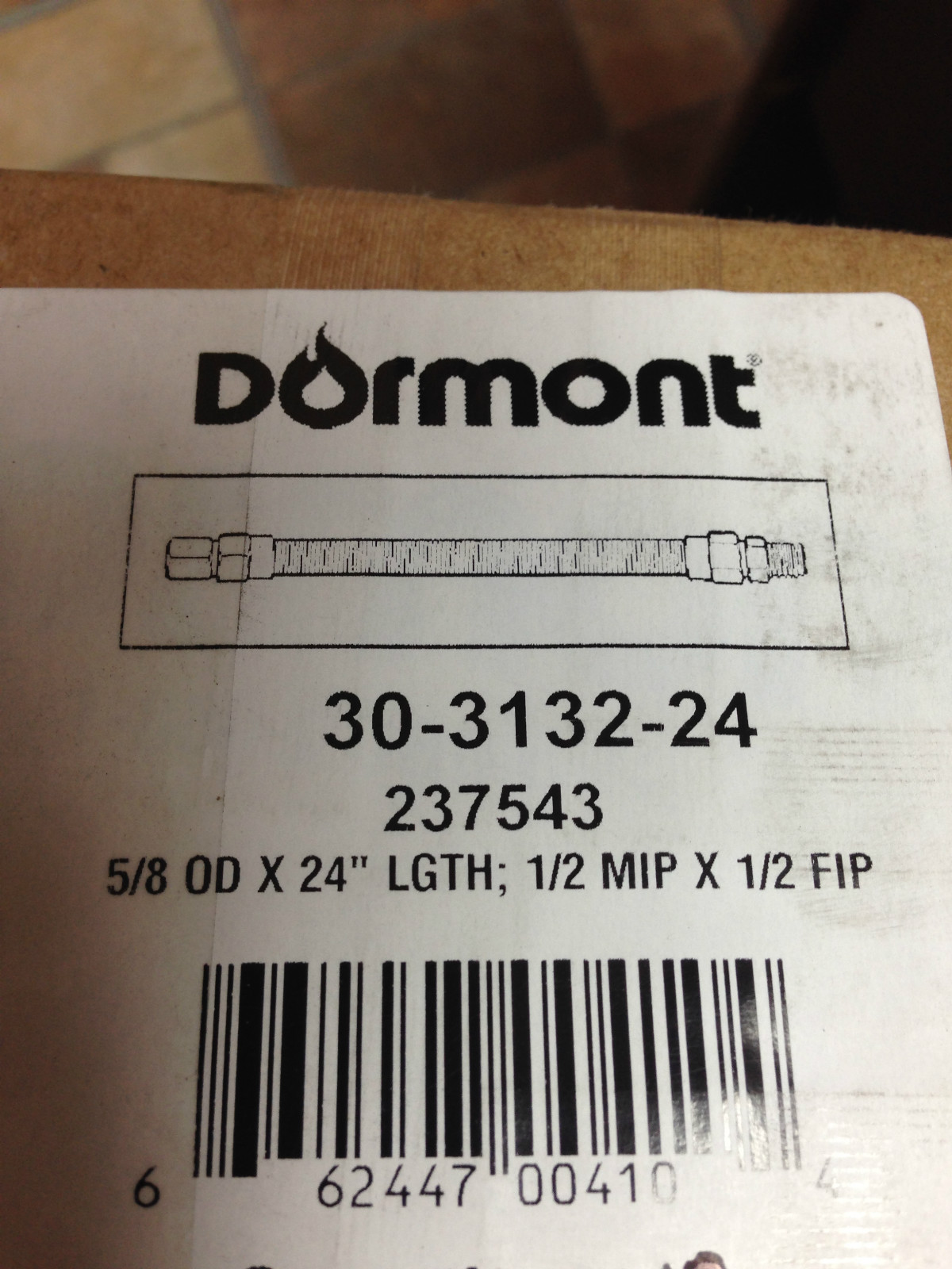 Dormont 30-3132-24 Stainless Steel 24″ Flex Gas Pipe 5/8″ OD 1/2″ FIP X 1/2″ MIP