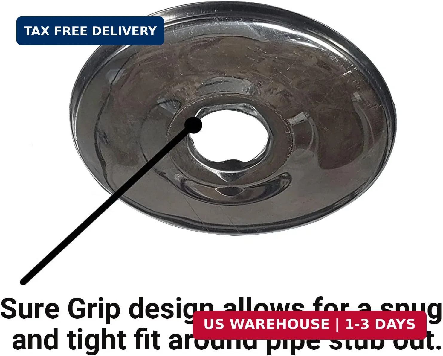 1/2″ Chrome Plated Steel Escutcheon Flange Cover with Sure Grip for 1/2″ Copper,