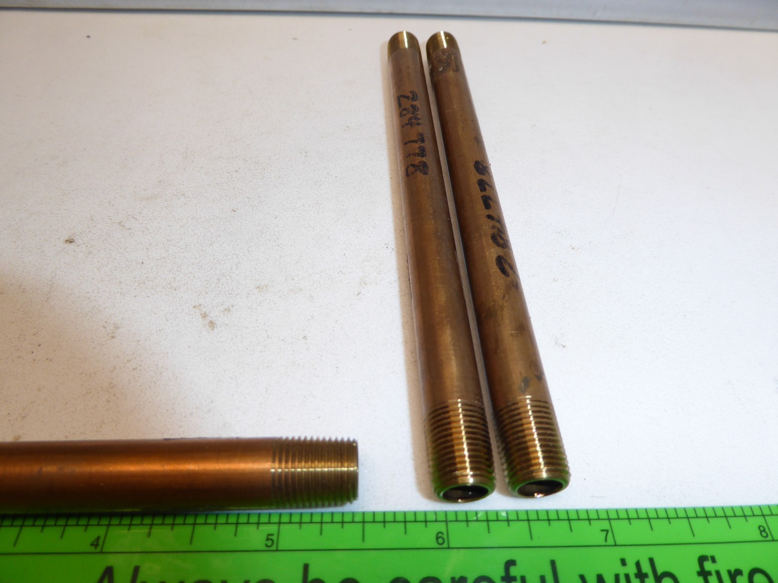 1/8″ Mnpt X 5-1/2″ Tube Red Brass Pipe Nipple Sch 40, quantity of 3. New.
