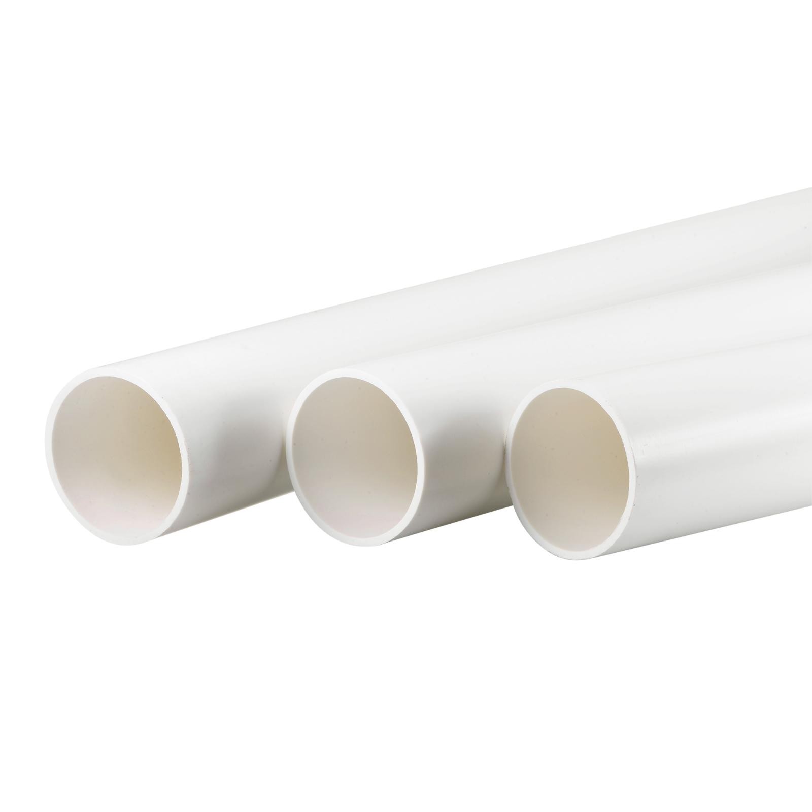 PVC rigid round tube 45.2mm ID 50mm OD 500mm white high impact 3pcs