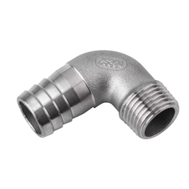 BSP 304 Stainless Steel Hose Tail Elbow 90°Male Thread Barb Connector 1/4″ to 2″