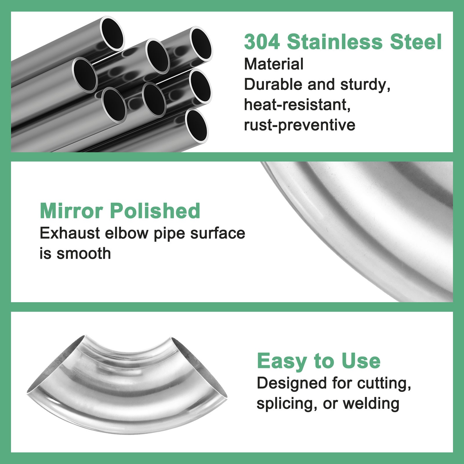 4-Pack OD 2.2 Inch 90 Degree Mandrel Bend Elbow, Thicken 1.5 mm Height 95 mm