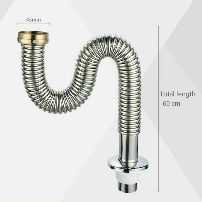 Kitchen Sink Strainer Basket Siphon Trap Pipe Stainless Steel Extension Drain