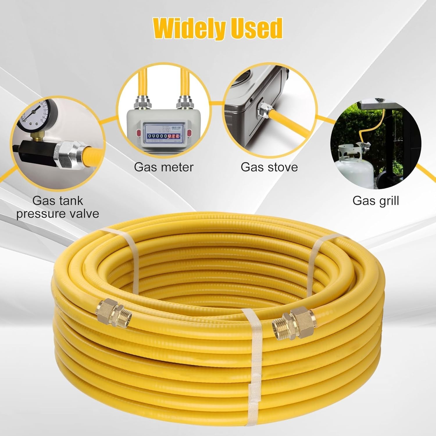 CSST 33 ft 1/2″ Gas Line Kit Corrugated Stainless Steel Tubing + 2 Male Adapter