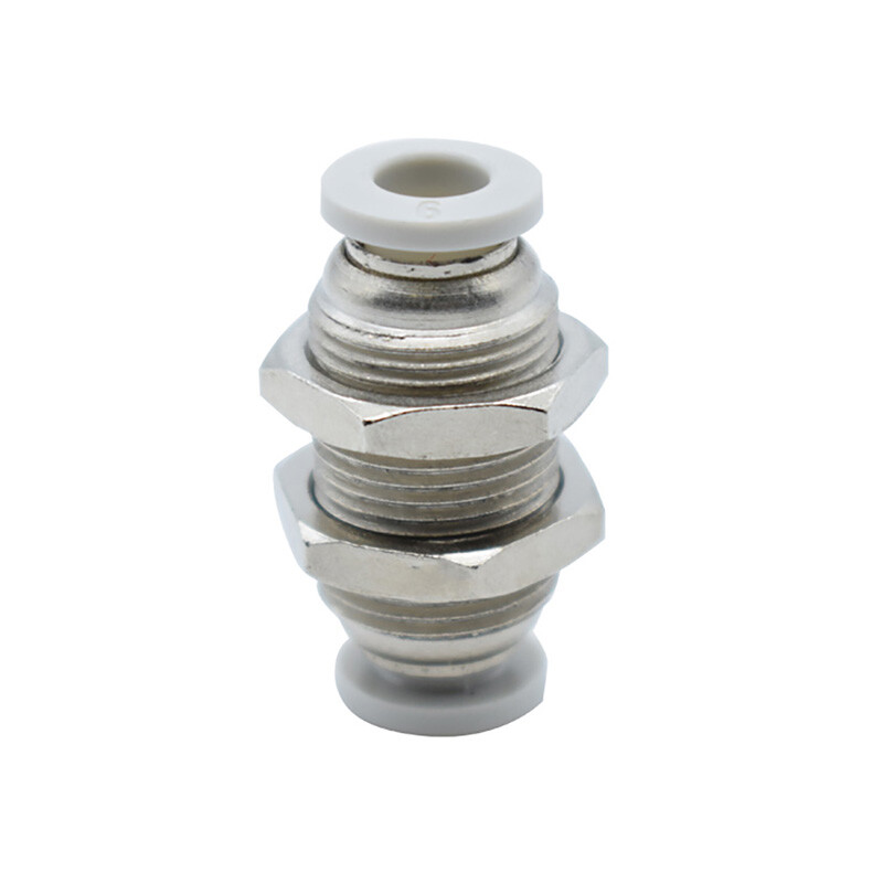 Nickel Plated / Stainless Steel Pneumatic PM Bulkhead Connector Push-in Fitting