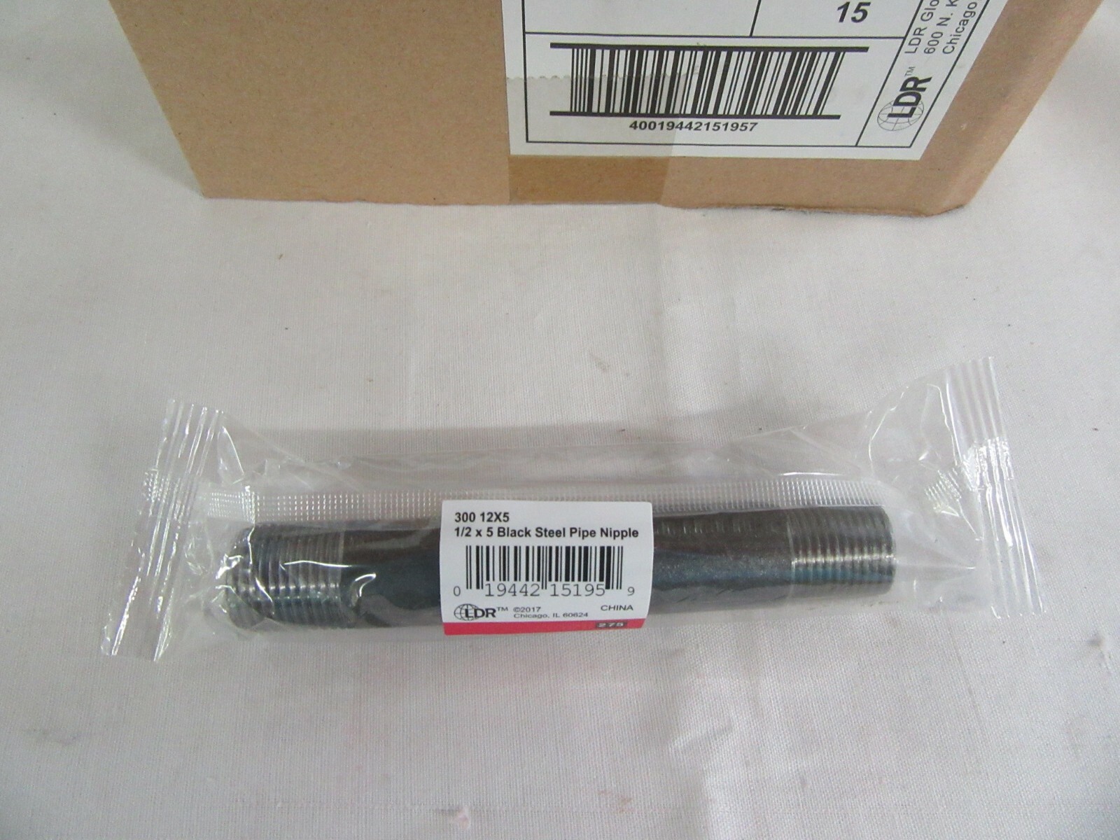 (Box of 15) LDR 300 12X5 BLACK Pipe Nipple 1/2″ X 5″