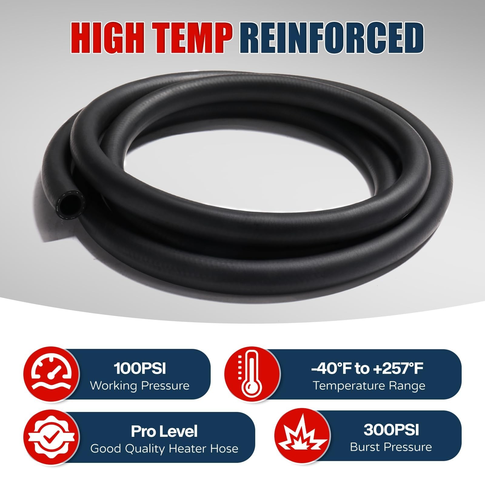 Straight 11FT Length Heater Hose Coolant Radiator with 10 Hose 5/8 inch ID 11FT