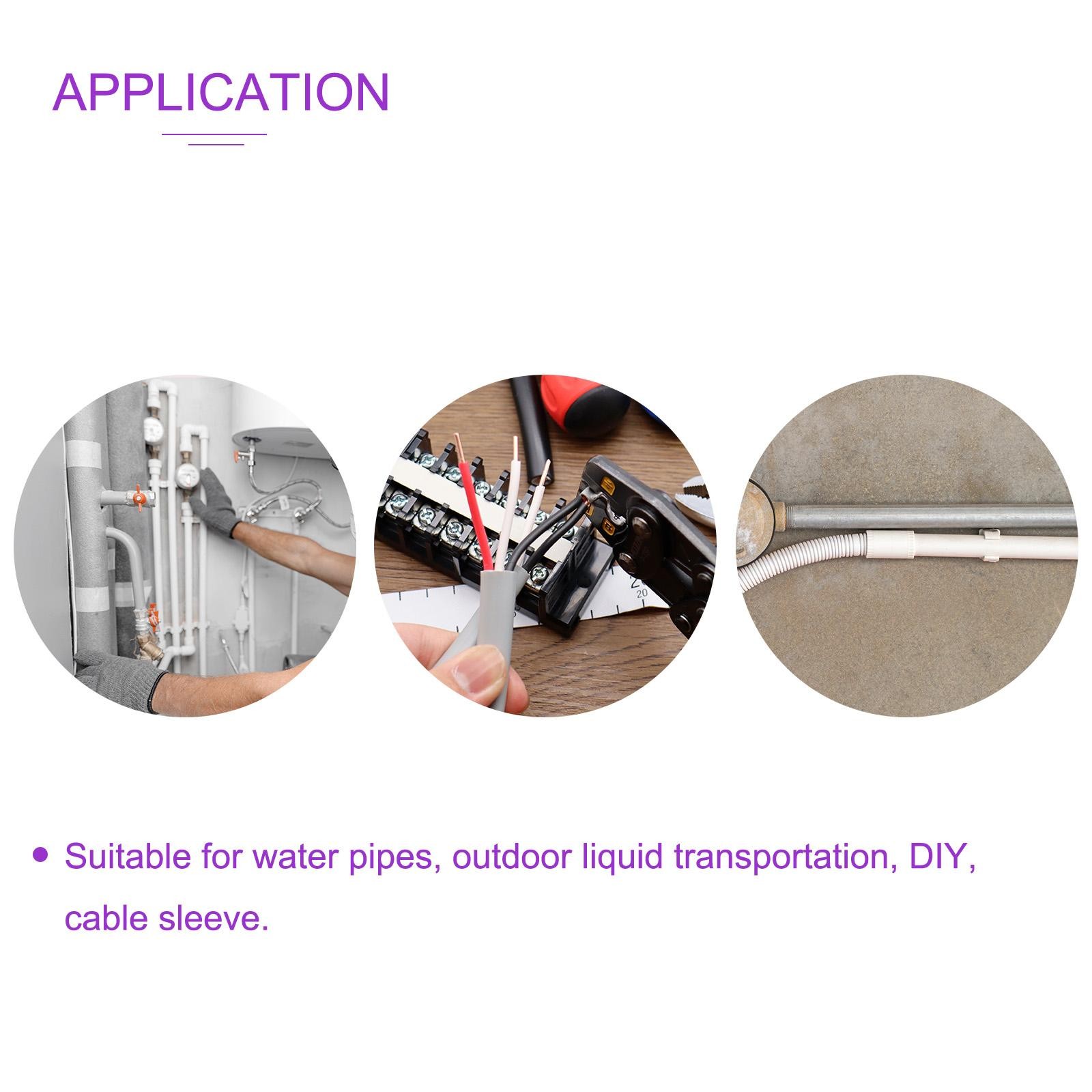 3 Pack PVC Hard Tubing White for Water Hose 16mm ID 20mm OD Length 0.5m