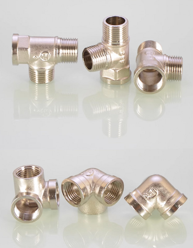 1/2 Brass Plating Inner Outer Thread Tee Joint Union Elbow Water Pipe Fittings