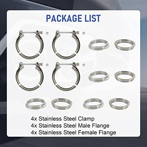 2″ V Band Clamp with Flange 4 PCS Stainless Steel Male Female Replacement For