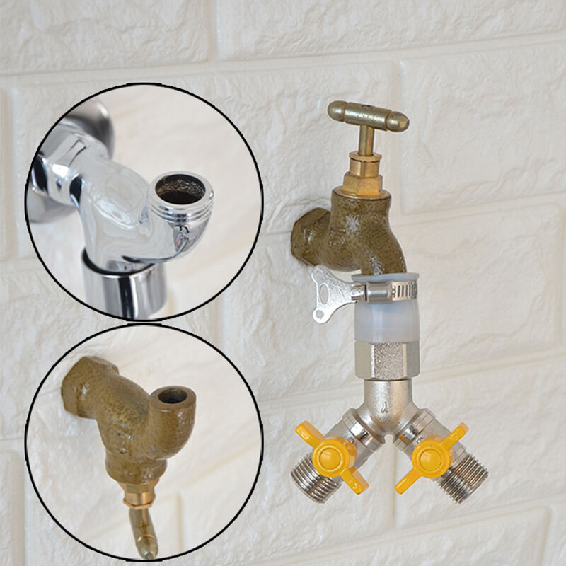 2-Way Faucet Water Distributor Y / T-Shape 1 In 2 Out Faucets Valve 1/2″ 3/4″BSP