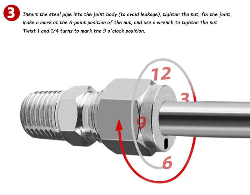304 Stainless Steel OD 3mm-25mm Tube Double Ferrule Compression Union Fittings