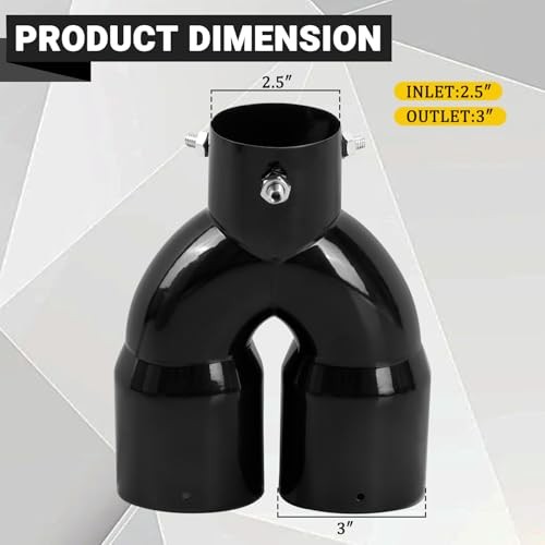 Dual Exhaust Tips with 2.5 inch Inlet 3 inch Outlet, Straight Black-Straight