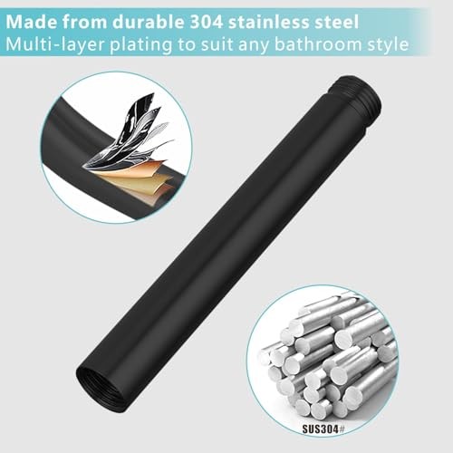 Shower Extension Arm, Solid Stainless Steel Shower Pipe Matte Black 4 Inch