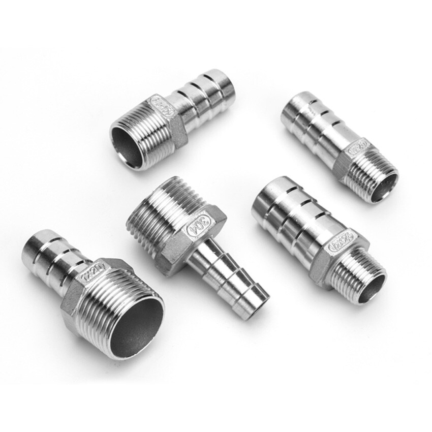 BSP 1/8″ to 2″ Male Thread Stainless Steel Fitting Barb Hose Tail End Connector
