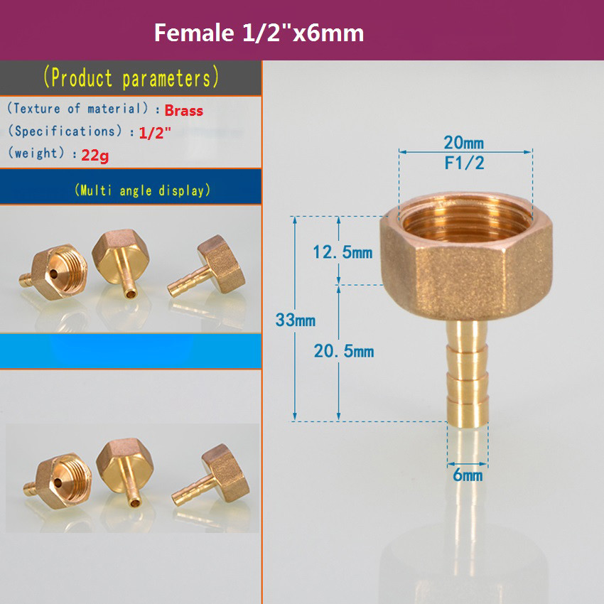 BSP Male/Female Thread Fitting x Barb Hose Tail End Connector For Air Fuel Brass
