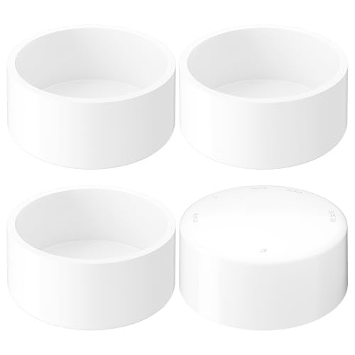 PVC Cap Fits Standard” SCH0 PVC Pipe with.5″ OD, White Furniture Grade 4 Inch 4