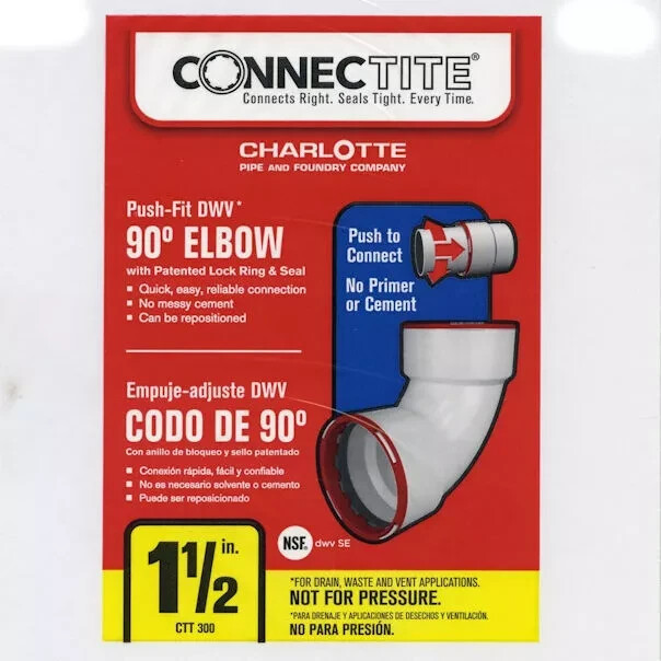 Charlotte Pipe ConnecTite 1-1/2-in x 1-1/2-in dia Schedule 40 Elbow