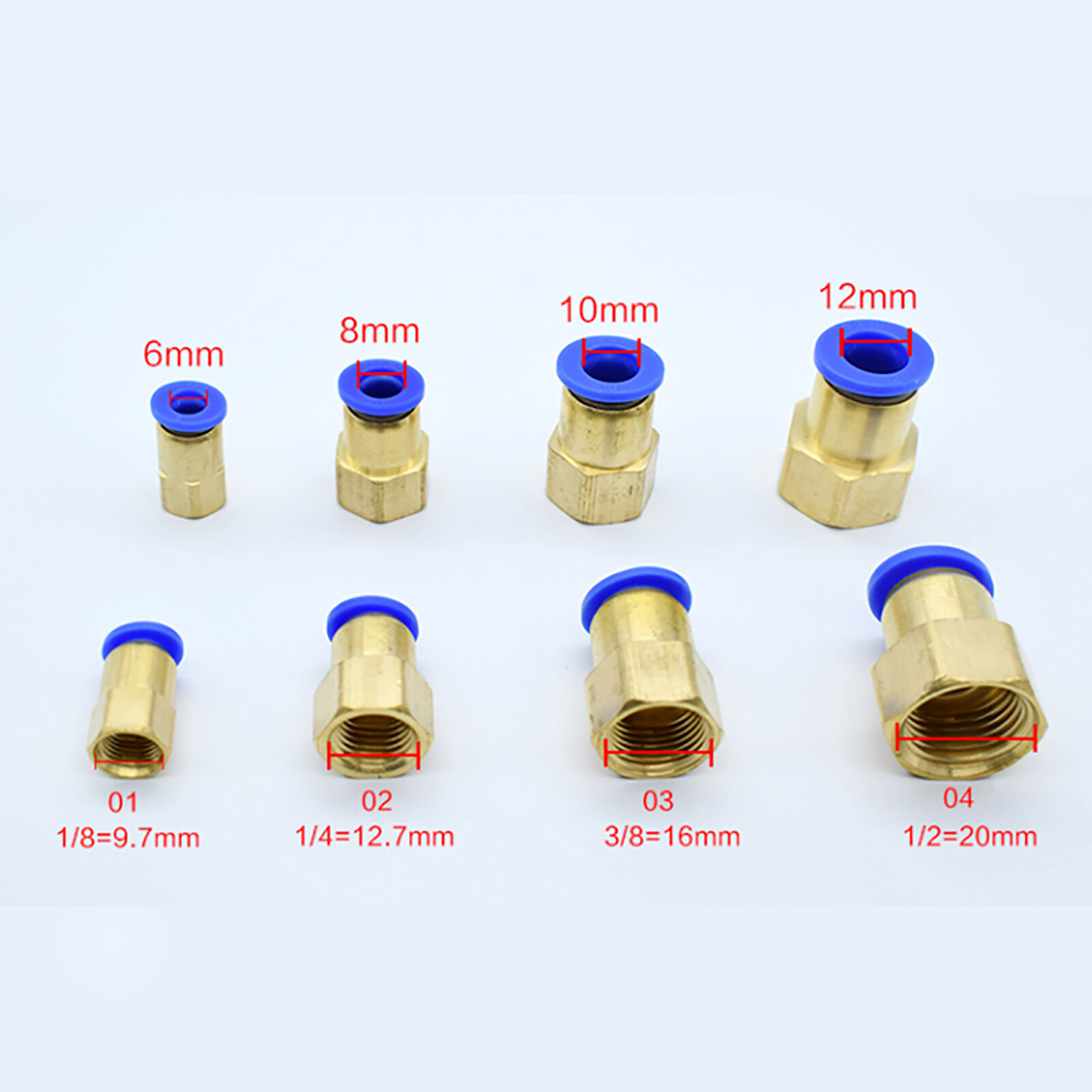 4mm to 16mm Pneumatic Straight Female Stud Hose Tube Push Fit Connector Air Line