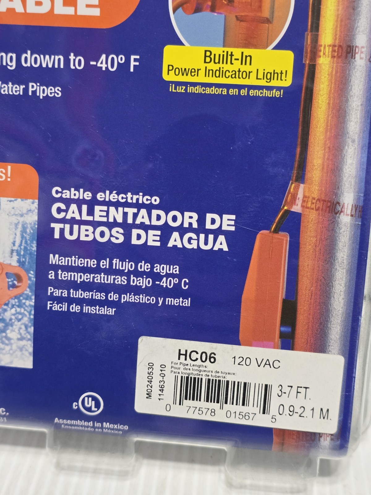 Frost King HC06 3-7FT Electric Water Pipe Heat Cable; 120 VAC