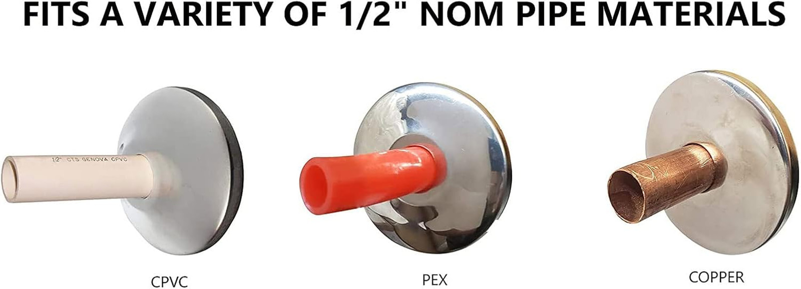1/2″ Chrome Plated Steel Escutcheon Flange Cover with Sure Grip for 1/2″ Copper,