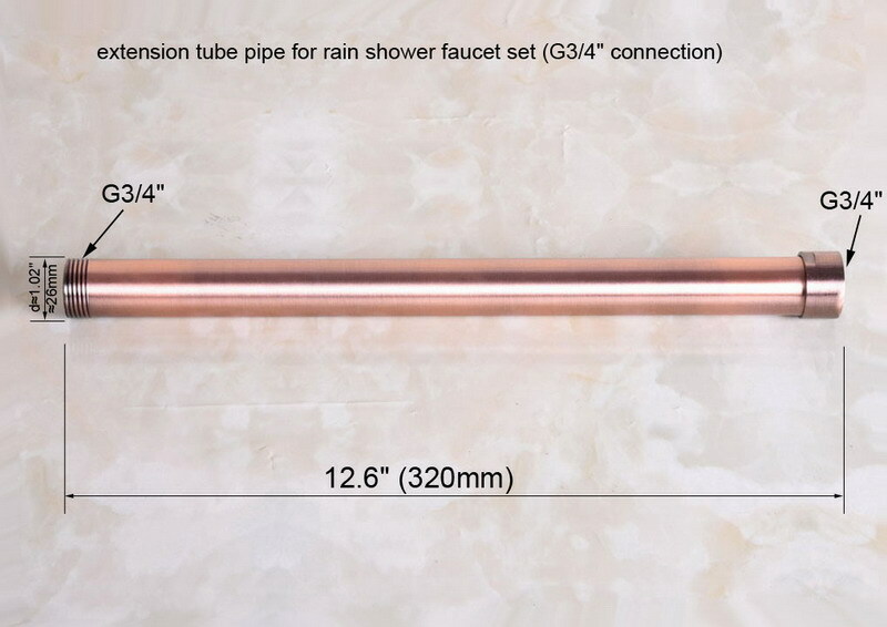 Antique Red Copper Extension Tube Pipe Rod For Rain Shower Faucet Set Zba702