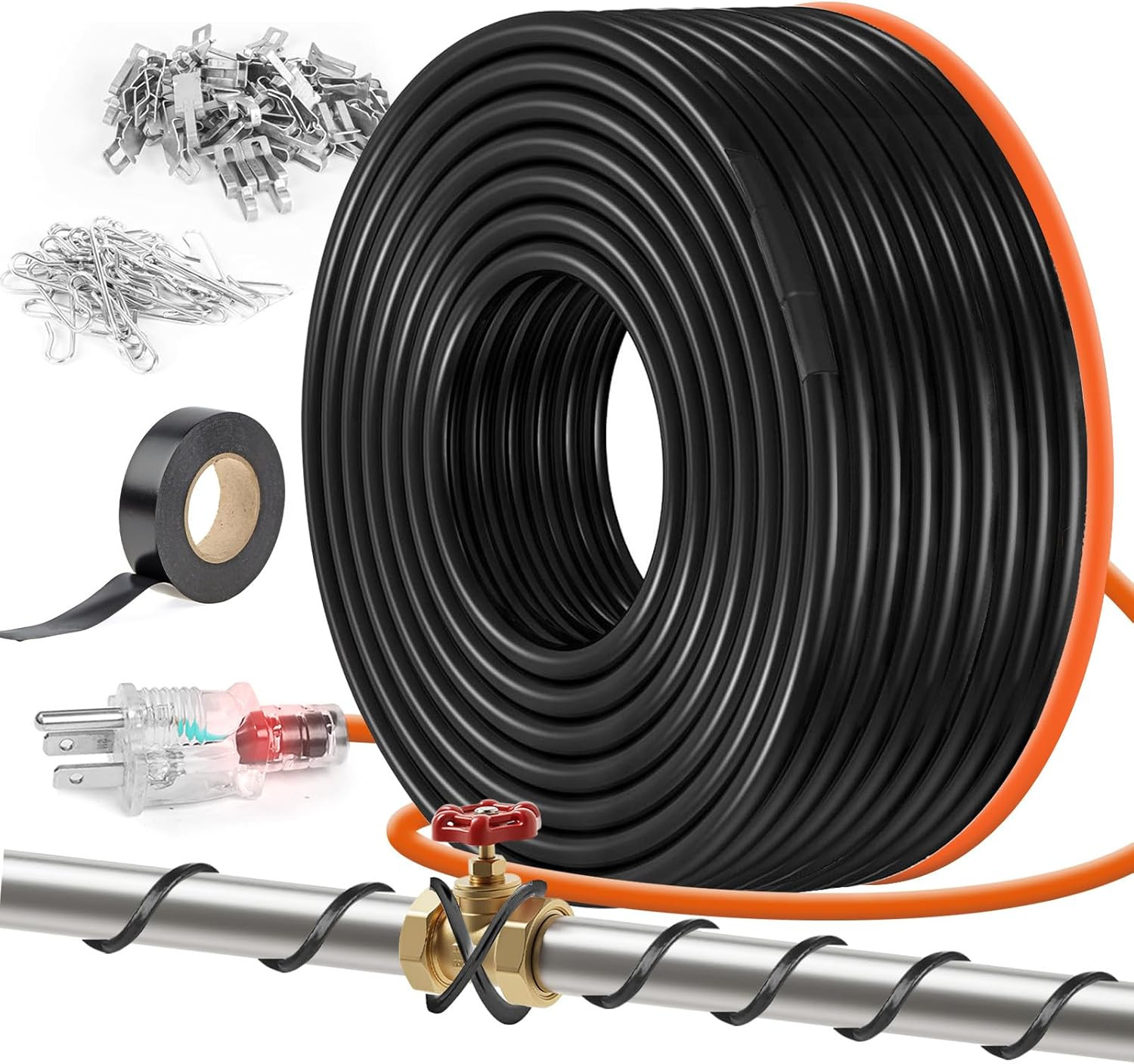 Heat Tape, 200FT Deicing Heating Cable,Pipe (Metal and Plastic) Freeze Protected