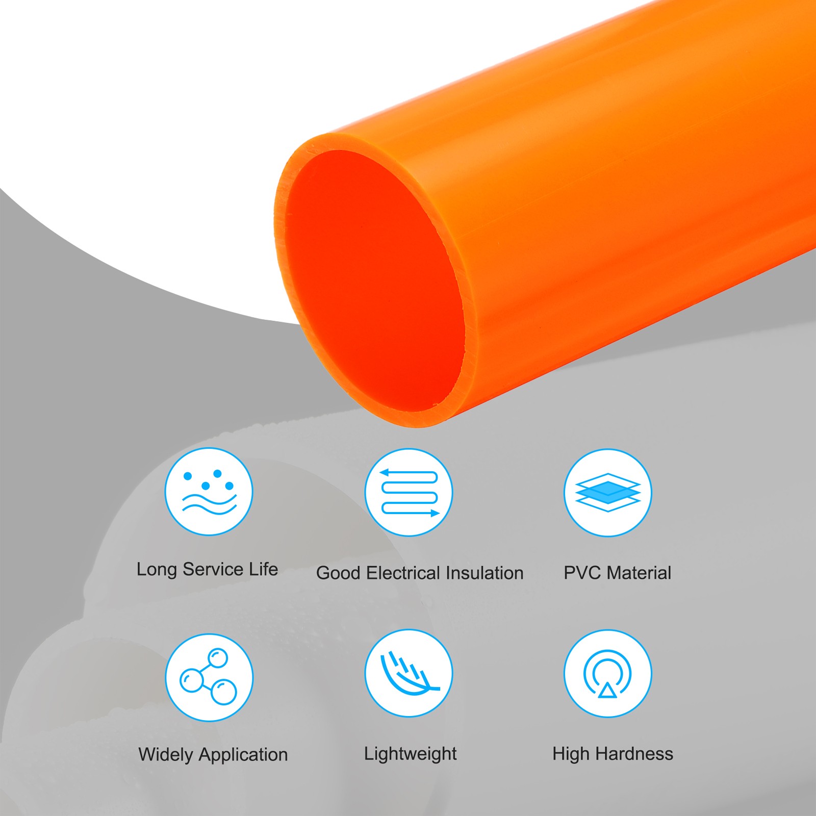 Rigid Round Pipe 45.2mm ID 50mm OD 500mm Orange High Impact