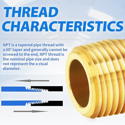 Brass Pipe Fitting, Long Nipple Pipe 1/8″ MNPT x 1/8″ FNPT 2″ Length(50MM)