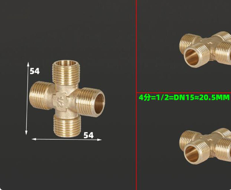 1/4″ 3/4″ Brass BSP Female Male Thread 4-Way Cross Equal Pipe Fitting Connectors