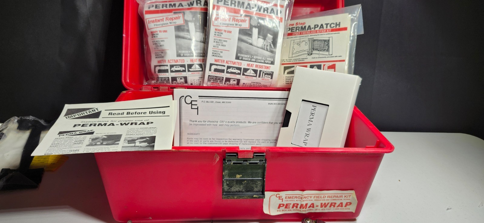 PERMA-WRAP (Vintage) Unused Wrap Emergency Repair Kit w/AKRO-MILS Pro Box & Acc.