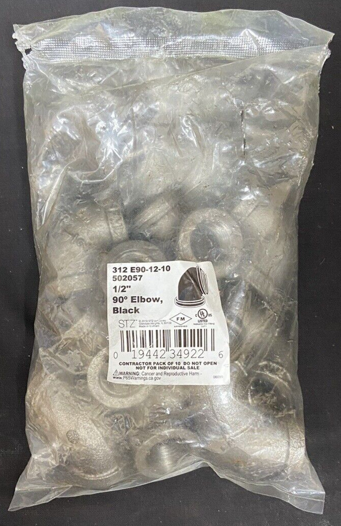 STZ 1/2 in. Black Iron 90° Elbow 312 E90-12-10 (10 PACK)