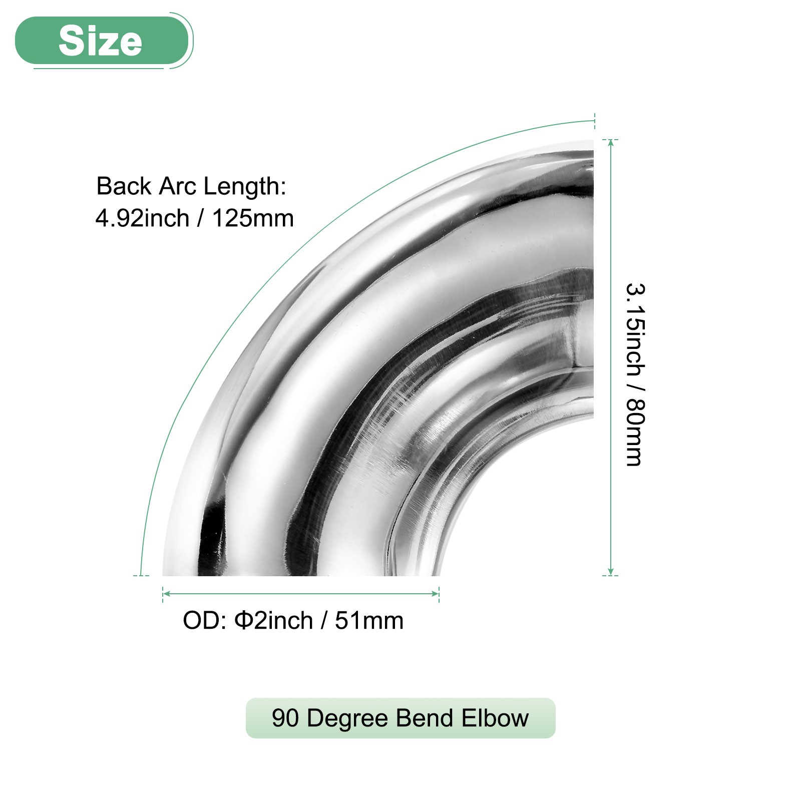 4-Pack OD 2 Inch 90 Degree Mandrel Bend Elbow, Thicken 1.5 mm Height 80 mm