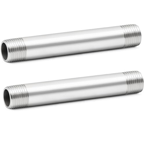 304 Stainless Steel Pipe Fitting, Nipple Cast Pipe 1/2″ NPT 6″ Length(150MM)