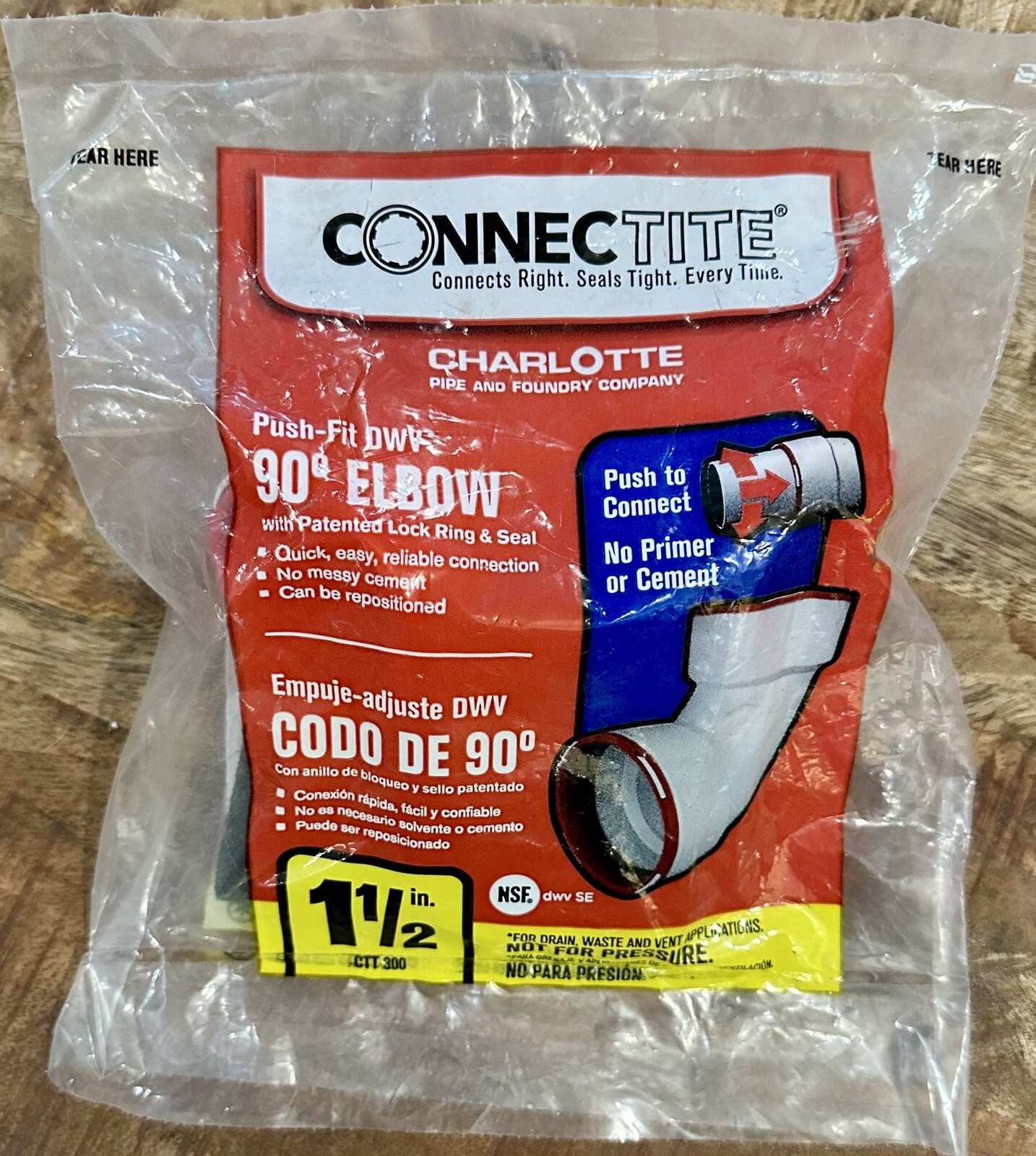 Charlotte Pipe ConnecTite Push-Fit 1-1/2-in dia Schedule 40 Elbow 90 Degree