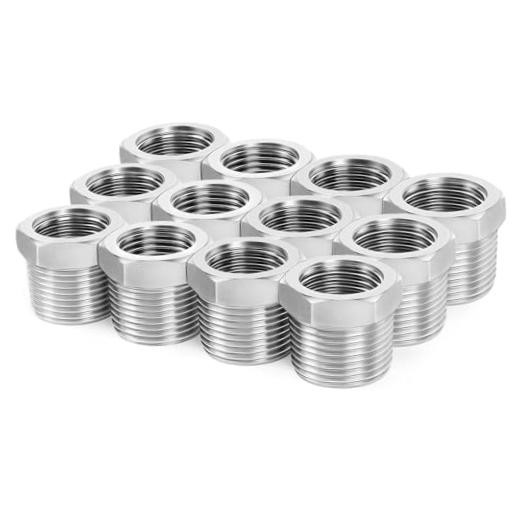 304 Stainless Steel Pipe Fitting, Reducer Hex 1/2″ MNPT x 1/8″ FNPT PACK OF 12